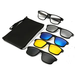 DLC2269 TR90 çerçeve güneş gözlüğü üzerinde klip 4 in 1 polarize gözlük klip manyetik sürüş gözlük kadınlar ve erkekler için