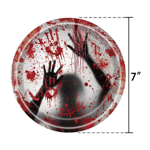 Halloween Bloodhand Party Tableware Disposable Paper <b>Plates</b> Cups Napkins Tablecloth Cutlery Set - Product Image 3