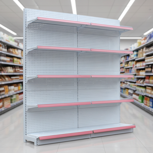 Estanterías <span class=keywords><strong>de</strong></span> Exhibición <span class=keywords><strong>de</strong></span> Acero <span class=keywords><strong>de</strong></span> Doble Cara para Supermercados, Resistentes, Tipo Góndola, para Tiendas Minoristas - Product Image 1