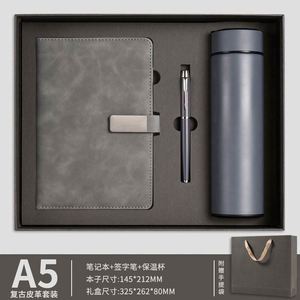 Luxury Gift Box Packaging A4a5 Tumbler Notebook Leather Cover With Gift Box Corporate logo Custom White Notebook Set - Product Image 4
