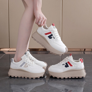 Zapatillas Deportivas Blancas de Malla para Mujer, con Cordones, Plataforma, Entresuela de EVA, Suela de Goma, Transpirables, con Logotipo Bordado, para Todas las Temporadas - Product Image 4