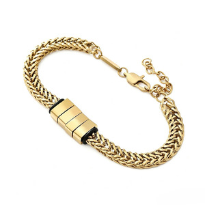 <span class=keywords><strong>Bracciale</strong></span> da Uomo Personalizzato in Acciaio Inossidabile Lucidato di Alta Qualità 316L, Catena a Coda di <span class=keywords><strong>Volpe</strong></span> <span class=keywords><strong>con</strong></span> Design a Perline Quadrate, Supporto OEM ODM - Product Image 3