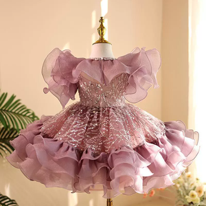 Gaun Putri Musim Panas Berpayet Tulle Warna Pink untuk Anak Perempuan, Gaun Pesta Pernikahan Anak, Gaun Prom Anak Perempuan Usia 1-12 Tahun - Product Image 4