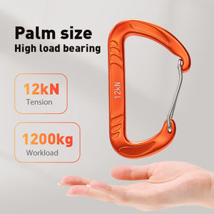 Aluminum Alloy Carabiner 12kN D-Type Powder Coated Green Orange Gray Outdoor <b>Hook</b> - Product Image 5