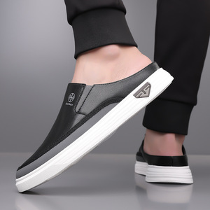 TOLYPACH Mocassins Homme à Enfiler Bout Rond Doublure Coton Respirante Semelle Extérieure en Caoutchouc Logo Gaufré Chaussures Décontractées Blanches - Product Image 2