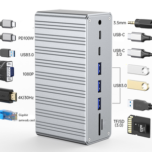 Haute Qualité 13in-1 Type-C vers <span class=keywords><strong>HDMI</strong></span> + VGA + USB3.0 * 4 + RJ45 (1000M)+ PD + usb-c Données + USB-C 3.0 + SD + TF + 3.5mm Audio Usb <span class=keywords><strong>Hub</strong></span> - Product Image 2