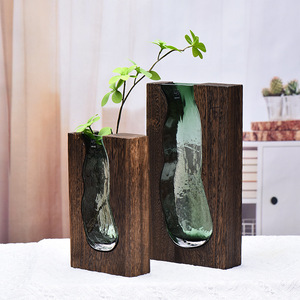 <span class=keywords><strong>Vase</strong></span> moderne <span class=keywords><strong>en</strong></span> <span class=keywords><strong>bois</strong></span> de style nordique avec verre transparent pour la maison, l'hôtel, la salle de réunion - Product Image 4