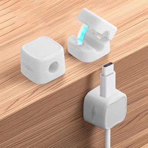 Organizador de cables magnético para almacenamiento y organización de cables de datos de escritorio, enrollador de cables, soporte con clip para cable de carga de teléfono, y - Product Image 3