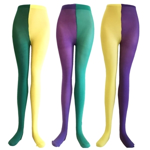 Mardi Gras Party <strong>Tights</strong> Purple <strong>Yellow</strong> Green Stretched Tight Leggings for Women Party Favors - Product Image 1