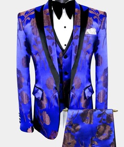 Diseño a medida Hombres <span class=keywords><strong>Elegantes</strong></span> <span class=keywords><strong>Caballeros</strong></span> de negocios Casual Formal Hombres Traje floral azul Slim Fit Traje de solapa Traje DE BODA Proveedor - Product Image 1