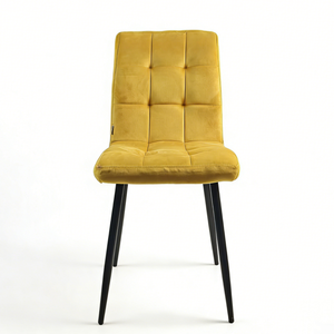 <span class=keywords><strong>Sedie</strong></span> da Pranzo in Velluto Giallo con Gambe in Metallo, Seduta Imbottita e Trapuntata, Comoda Sedia da <span class=keywords><strong>Cucina</strong></span> Senza Braccioli con Schienale Alto - Product Image 3