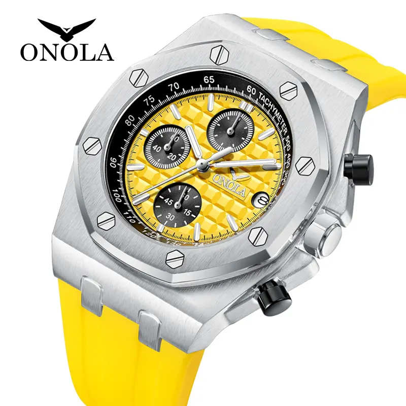 ONOLA 6805 Luxury Watches for Men Wrist Top Fashion Silver Polishing Popular Design Diver Waterproof Quartz Wristwatches