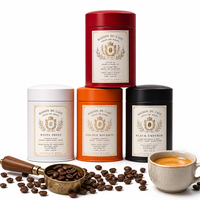 Boîte à café cylindrique hermétique en fer blanc avec joint intérieur pour grains de café entiers SCA Micro Lot, boîte métallique personnalisable avec logo