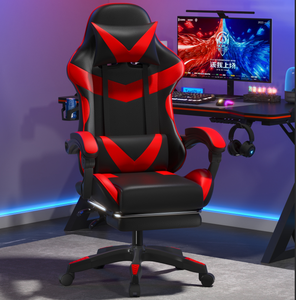 Kafalık ve ayaklık ile oyun sandalyesi yarış tarzı ergonomik ofis koltuğu yüksek arka bilgisayar deri sandalye - Product Image 1