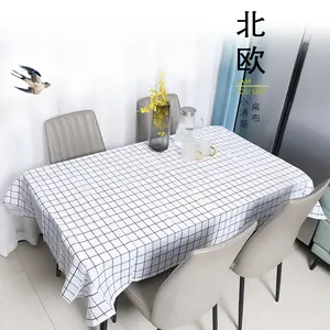 Nordic popular plaid oilproof tablecloth coffee table cloth waterproof wash free PEVA tablemats