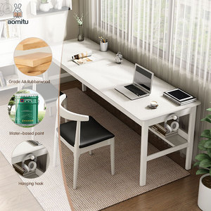 Kép rắn gỗ siêu dài nghiên cứu bàn thiết kế hiện đại đôi chơi game máy tính bảng với treo móc và dưới kệ để bán - Product Image 4