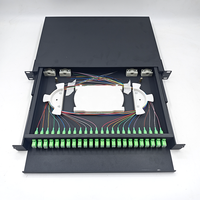 Panel Patch Fiber Optik 24 Port SC APC 1U Rak Mount Sliding ODF Distribution Frame 19 Inch 1U Sliding Fiber Optic Patch Panel