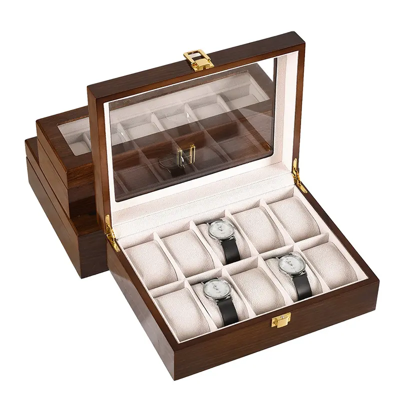 Acrilico Watch Box Display cassa orologio in legno laccato scatola portaoggetti R