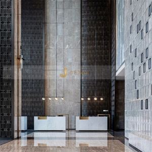 Paravents et cloisons de séparation de pièce LL336 en acier inoxydable doré pour hôtels et restaurants, du sol au plafond - Product Image 5