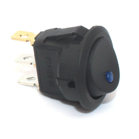 Interruptor de Luz para Automóvil, Interruptor Basculante LED, Soporte de Plástico, 3 Pines, 12 Voltios, Interruptores Redondos de Encendido/Apagado, Control de 12V (Luz Azul)