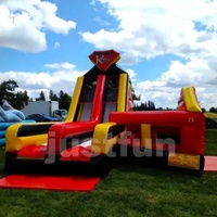 Jeu sportif interactif gonflable avec toboggan, parcours d'obstacles gonflable à vendre