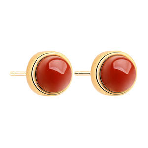 Pendientes de Coral con Baño de Oro Cnoe, Engaste de Bisel, Joyería Clásica para Uso Diario, Unisex - Product Image 4