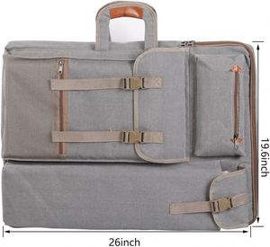 Sac à bandoulière multifonctionnel en nylon avec fermeture éclair, idéal pour le dessin, l'esquisse et la peinture (gris) - Échantillon gratuit - Product Image 3