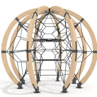 Structure de jeu extérieure durable en bois écologique Climbing BALL - Série Wood - Équipement de terrain de jeu extérieur durable avec corde, capacité maximale 30 utilisateurs