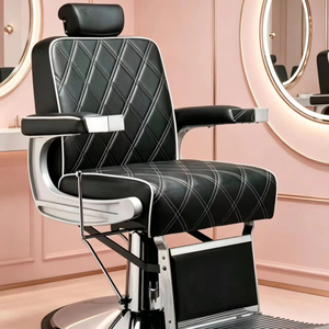 Silla de Barbero Vintage de Diseño Moderno, Silla de Peluquería Resistente con Bomba Hidráulica, Giratoria 360 Grados y Reclinable para Salones de Belleza - Product Image 3