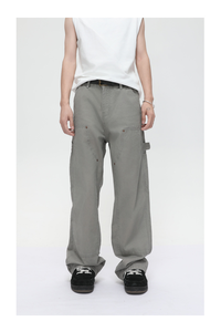 Pantaloni larghi da <span class=keywords><strong>uomo</strong></span> di Design retrò Versatile abbigliamento da lavoro boscaiolo da jogging Casual tinta unita - Product Image 3