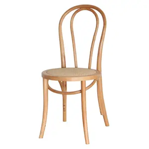 curva silla de comedor de madera Suppliers-Silla de escritorio estilo americano Sanner, asiento de comedor con respaldo curvo de madera de haya maciza, respaldo redondo de ratán, sillas de comedor