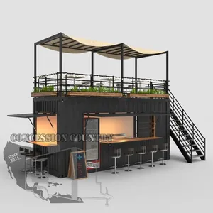 China Prefab Foldable Cafe Container Coffee Shop 20FT Container Restaurant Luxury Shipping Container Bar With Kitchen For Sale