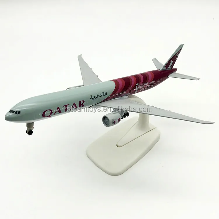 20Cm Qatar Airways B777-300ER Bureau Model Vliegtuig Diecast Vliegtuig Accepteren Oem Maatwerk