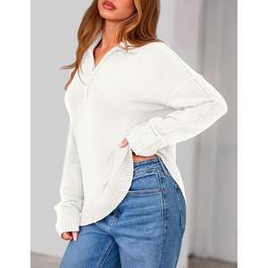 Suéter Personalizado para Mujer, Cuello en V, Cierre de Cremallera, Manga Larga, Estilo Casual de Negocios, Otoño-Invierno 2025, Talla XS, B0F9KCBZT8 - Product Image 2