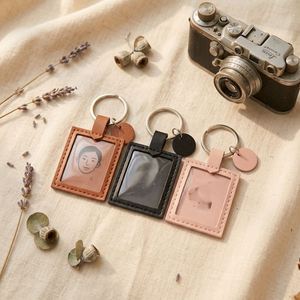 PU Leather Embossed Soft High Quality Cute Minimalist Photo Key Chain Mini Couple <b>Anime</b> Celebrity Photo Storage Holder Pendant - Product Image 1