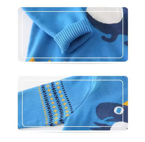 Pull à col rond double couche pour garçons et filles, tricot chaud avec motif de dessin animé, pull basique pour enfants, collection automne-hiver - Product Image 4