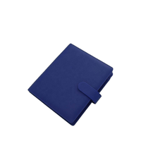 Agenda professionnel format A5 bleu marine en cuir PU avec logo personnalisé, 6 anneaux dorés, carnet de notes, planificateur de voyage, classeur avec boîte cadeau