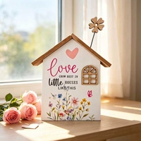 Panneau mural rustique en bois « L'amour grandit dans les petites maisons comme cette ferme », décoration intérieure 13,5 cm