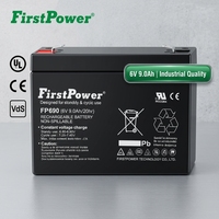 Batterie au plomb AGM 6V 9Ah pour systèmes d'alimentation sans interruption (ASI) et systèmes de sécurité, faible autodécharge et faible perte de charge en veille