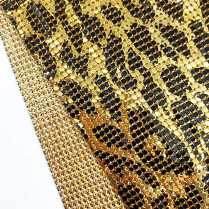 3MM Shiny Metallic Leopard Copper Chainmail Metal Mesh Fabric For Clothing Hang bag