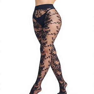 Collants en maille à motif floral <span class=keywords><strong>LABELLA</strong></span>, transparents et respirants pour femmes, avec une large ceinture confortable pour un confort tout au long de la journée - Product Image 1