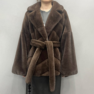 <span class=keywords><strong>Manteau</strong></span> de luxe en fausse <span class=keywords><strong>fourrure</strong></span> de <span class=keywords><strong>vison</strong></span> pour femme, élégant motif chevron, veste en <span class=keywords><strong>fourrure</strong></span> artificielle à coutures en V, ceinturé, chaud, en peluche, pour l'hiver - Product Image 1