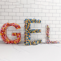 Boîte à bonbons en acrylique en forme de lettre, présentoir en lucite personnalisé pour l'alphabet, pour fête, mariage, table de dessert, rangement alimentaire, décoration
