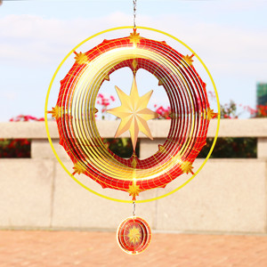 ของตกแต่งสวนขายส่ง จี้โลหะสีเขียวทะเล ตัวหมุนลม - Product Image 5