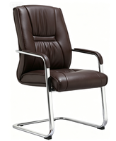 Chaise d'invité ergonomique moderne à dossier haut en cuir PU, avec accoudoirs rembourrés en chrome et base cantilever, idéale pour les réunions de bureau