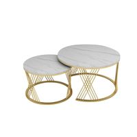 Ensemble de tables basses pour salon personnalisable, multicolores, style moderne minimaliste, avec structure en métal