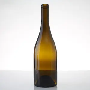 Verre brun foncé recyclé en gros 500ml 750ml 1000ml Récipient d'alcool en verre avec bouchon de bouteille de vin