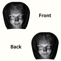 Housses de tête de siège de voiture imprimées avec un visage de fantôme effrayant, housses de tête de siège de voiture élastiques amusantes avec image personnalisée imprimée par sublimation