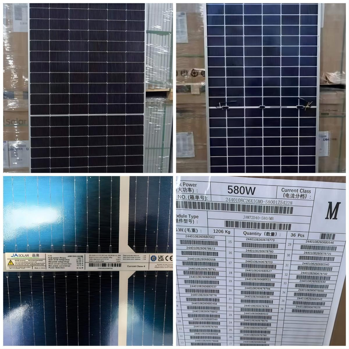 JA N Type JAM72D40 570-595W Bifacial Solar Panels - 30Y Warranty