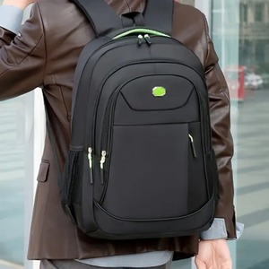Lingzhi Kangaroo 8071 <b>Backpack</b> <b>Black</b> Large Capacity Business Travel Laptop Bag For <b>Men</b> Solid Color Polyester Lining 10 Inches - Product Image 2